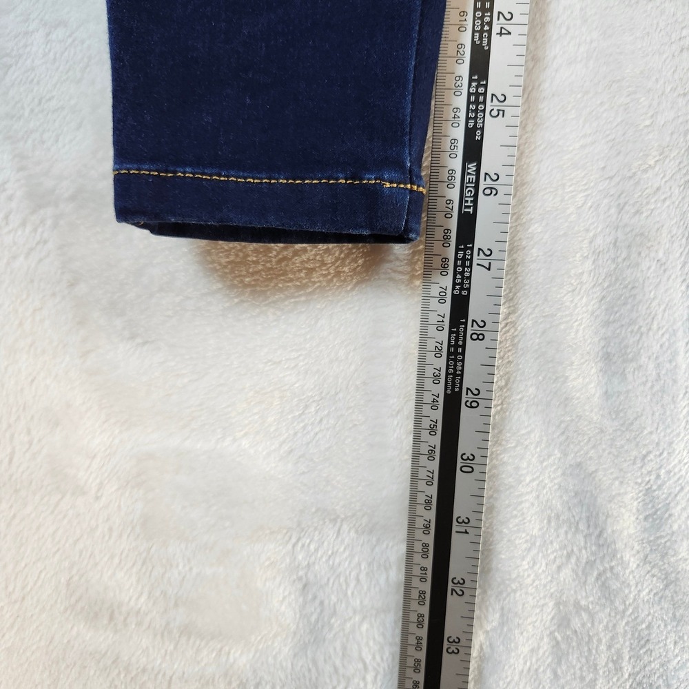 Bon Bon Up Womens High Rise Skinny Jeans Dark Wash Red Button Accents Indigo - Picture 5 of 14